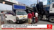 Chofer salvó de morir tras caerle maquinaria pesada en Chosica