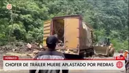 Chofer de tráiler muere tras desprendimiento de rocas en Huánuco