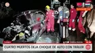 Choque de auto con tráiler deja cuatro muertos en Tumbes