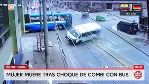 Choque de bus y combi deja una mujer muerta en Puente Piedra. Foto y video: América Noticas