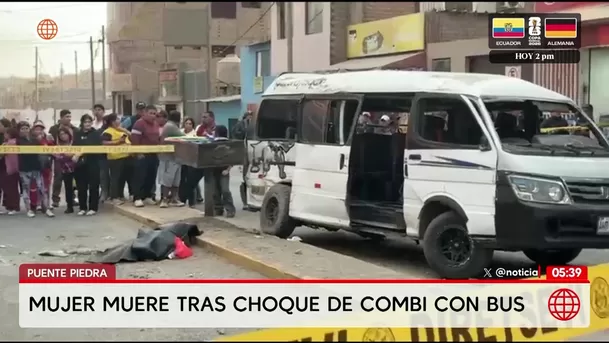 Choque de bus y combi deja una mujer muerta en Puente Piedra. Foto: América Noticas