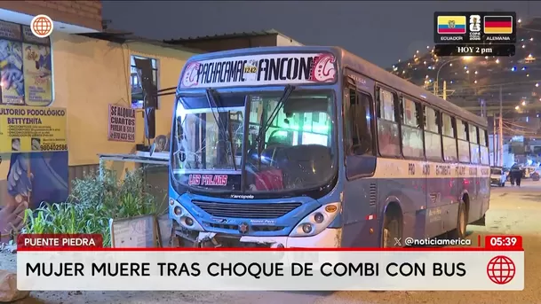 Choque de bus y combi deja una mujer muerta en Puente Piedra. Foto: América Noticas