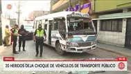 Choque de buses deja 20 heridos en el Rímac por competencia