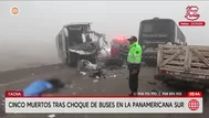 Choque de buses en la Panamericana Sur deja 5 muertos en Tacna