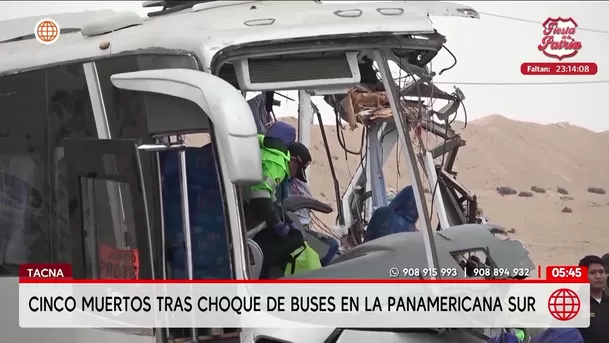 Choque de buses en la Panamericana Sur deja 5 muertos en Tacna. Foto: América Noticias