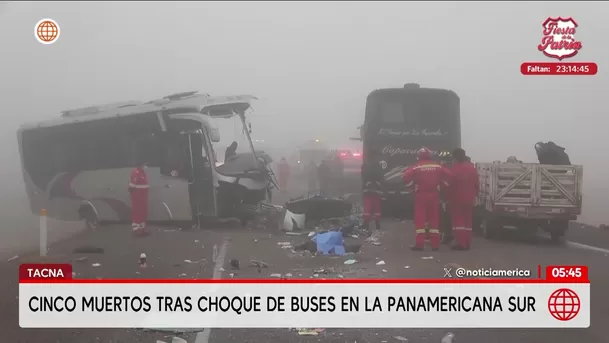 Choque de buses en la Panamericana Sur deja 5 muertos en Tacna. Foto: América Noticias