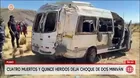 Choque de dos miniván deja cuatro muertos en Puno