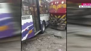 Choque entre bus de la línea A y tren andino en El Agustino deja diez heridos y tráfico vehicular. / Video: Canal N