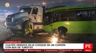 Choque entre camión y bus turístico en la Panamericana Sur