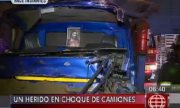 Choque entre dos camiones dejó un herido en la Panamericana Sur
