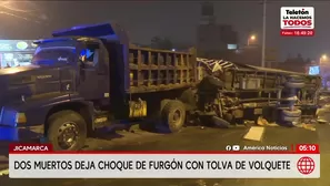 Choque entre furgón y volquete deja dos muertos en Jicamarca. Foto y video: América Noticias