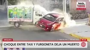 Choque entre taxi y furgoneta deja una joven muerta en Arequipa. Foto y video: América Noticias