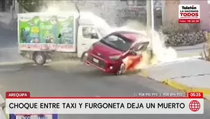 Choque entre taxi y furgoneta deja una joven muerta en Arequipa. Foto y video: América Noticias