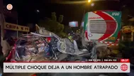 Choque múltiple en la Carretera Central deja a un hombre atrapado