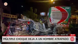 Choque múltiple en la Carretera Central deja a un hombre atrapado. Foto y video: América Noticias