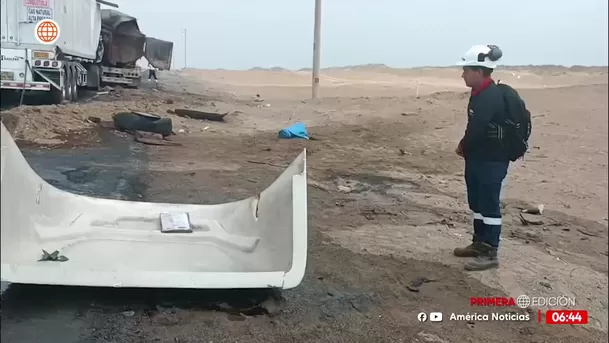 Un muerto en choque de tráilers en la Panamericana Norte/ América Noticias Un muerto en choque de tráilers en la Panamericana Norte/ América Noticias