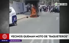 Chorrillos: Queman moto de raquetero que intentó asaltar a escolar - Noticias de moto