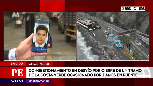 Tráfico intenso en Chorrillos tras cierre de tramo en la Costa Verde. Foto: América Noticias Tráfico intenso en Chorrillos tras cierre de tramo en la Costa Verde. Foto: América Noticias