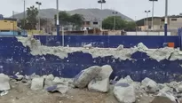 Losa deportiva luce destruida por los trabajos de construcción. Foto: Whastapp