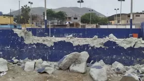 Losa deportiva luce destruida por los trabajos de construcción. Foto: Whastapp