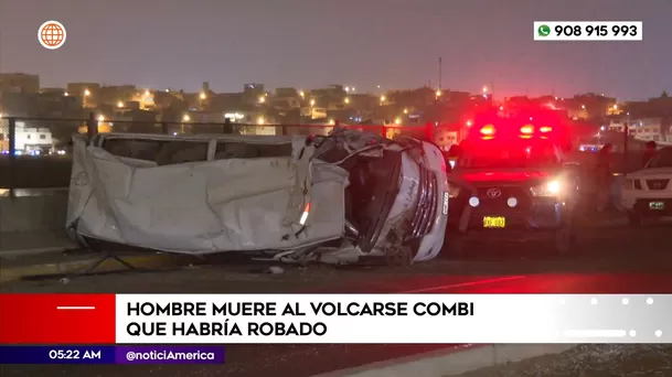 Hombre murió al volcarse combi que habría robado en Chorrillos. Foto: América Noticias