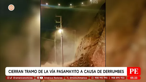 Cierran tramo de Pasamayito por derrumbes en Comas. Foto: América Noticias