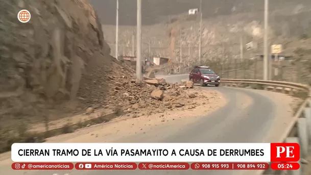 Cierran tramo de Pasamayito por derrumbes en Comas. Foto: América Noticias