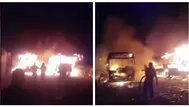 Cinco buses se queman en cochera de Puente Piedra esta madrugada