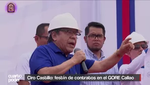 El Gobierno Regional del Callao, liderado por Ciro Castillo Rojo, afronta severos cuestionamientos por contrataciones de aportantes a las campañas de su hijo y de su exasistente Elvira Madalengoitia, ante sospechas de presunto favorecimiento político. Además, impulsa un concurso CAS de 87 plazas a plazo indeterminado a pocos meses de finalizar su gestión. Video: Cuarto Poder