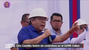 El Gobierno Regional del Callao, liderado por Ciro Castillo Rojo, afronta severos cuestionamientos por contrataciones de aportantes a las campañas de su hijo y de su exasistente Elvira Madalengoitia, ante sospechas de presunto favorecimiento político. Además, impulsa un concurso CAS de 87 plazas a plazo indeterminado a pocos meses de finalizar su gestión. Video: Cuarto Poder