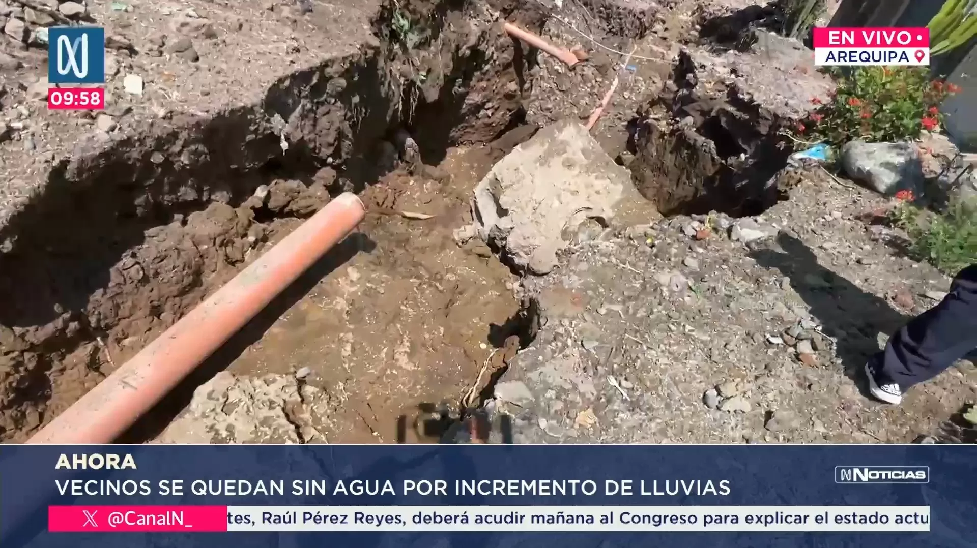 Ciudadanos se quedan sin agua por incremento de lluvias en Arequipa. Foto: Canal N Ciudadanos se quedan sin agua por incremento de lluvias en Arequipa. Foto: Canal N