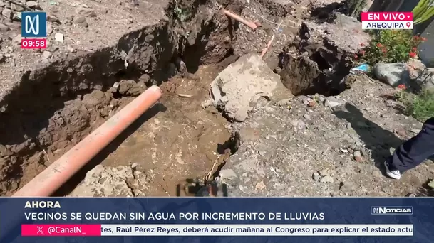 Ciudadanos se quedan sin agua por incremento de lluvias en Arequipa. Foto: Canal N Ciudadanos se quedan sin agua por incremento de lluvias en Arequipa. Foto: Canal N