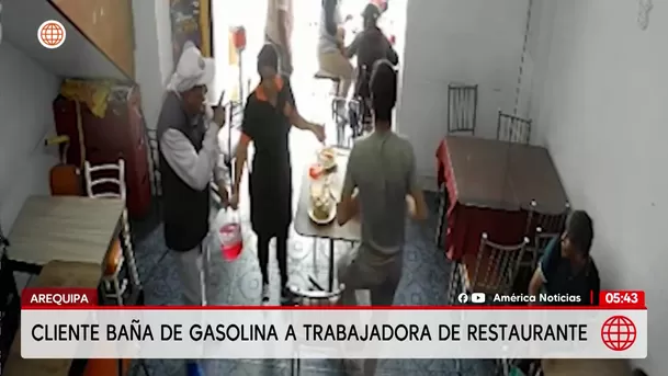 Cliente arroja gasolina a trabajadora en restaurante de Arequipa. Foto: América Noticias