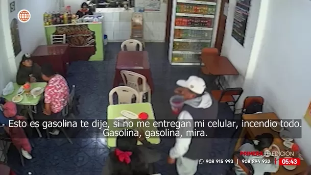 Cliente arroja gasolina a trabajadora en restaurante de Arequipa. Foto: América Noticias