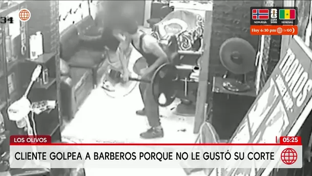 Los Olivos: Cliente golpea a barberos porque no le gusto el corte de cabello. Foto: América Noticias Los Olivos: Cliente golpea a barberos porque no le gusto el corte de cabello. Foto: América Noticias