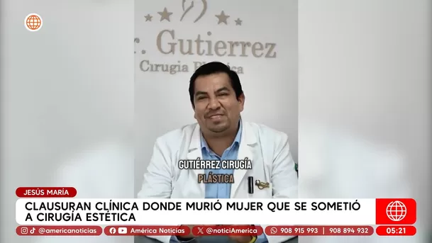 Clausuran clínica donde murió mujer que se sometió a cirugía estética en Jesús María. Foto: América Noticias