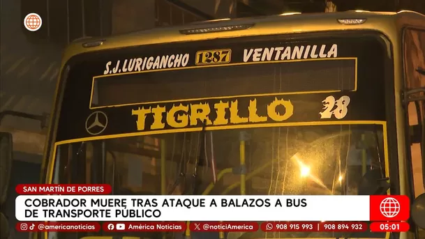 Cobrador muere tras ataque a bus en San Martín de Porres. Foto: América Noticias Cobrador muere tras ataque a bus en San Martín de Porres. Foto: América Noticias