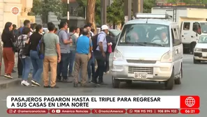 Cobraron hasta S/15 por pasaje a Lima Norte tras paro. Foto y video: América TV
