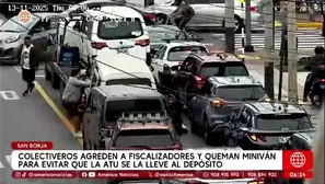 Colectiveros queman combi en San Borja para evitar intervención