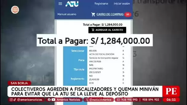 Queman miniván en San Borja para evitar intervención de ATU/ América Noticias Queman miniván en San Borja para evitar intervención de ATU/ América Noticias