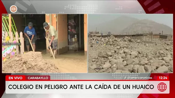 Colegio de Carabayllo está en peligro por huaico. Foto: América Noticias Colegio de Carabayllo está en peligro por huaico. Foto: América Noticias