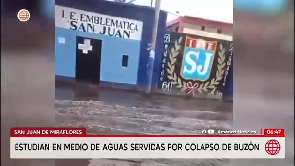 Padres protestan por aniego en colegio San Juan de SJM / América Noticias