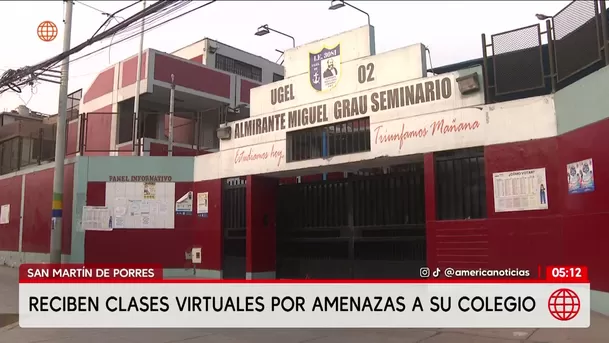 Colegio suspende clases presenciales por extorsión en San Martín de Porres. Foto: América Noticias