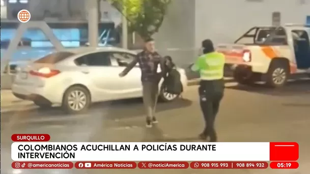 Colombianos acuchillan a policías tras intervención en Surquillo. Foto: América Noticias