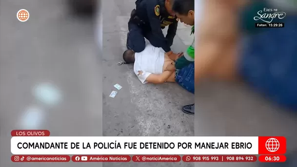 Comandante de la Policía fue detenido por manejar ebrio en Los Olivos. Foto: América Noticias Comandante de la Policía fue detenido por manejar ebrio en Los Olivos. Foto: América Noticias