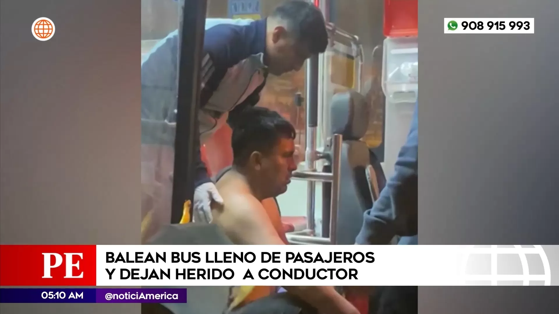 Balean bus lleno de pasajeros en Comas. Foto: América Noticias