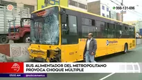 Alimentador del Metropolitano provocó choque multiple. Foto y video: América Noticias