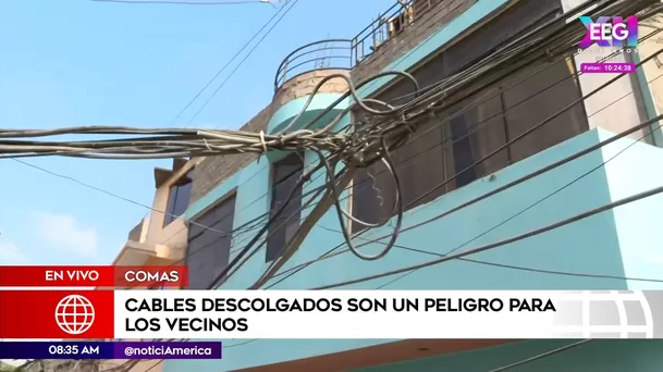 Cables descolgados en Comas. Foto: América Noticias