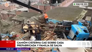 Cisterna cayó sobre casa en Comas. Foto y video: América Noticias