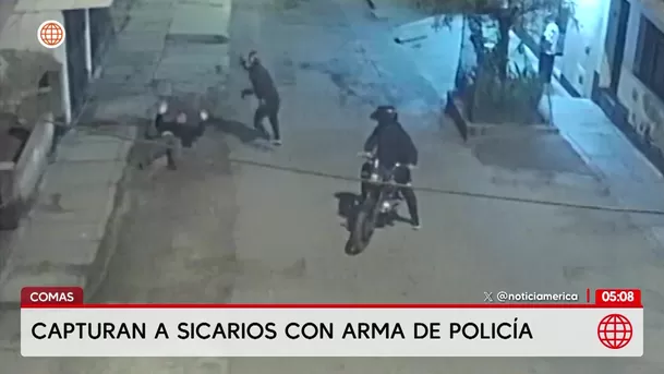 Capturan a sicarios con arma de policía. Foto: América Noticias